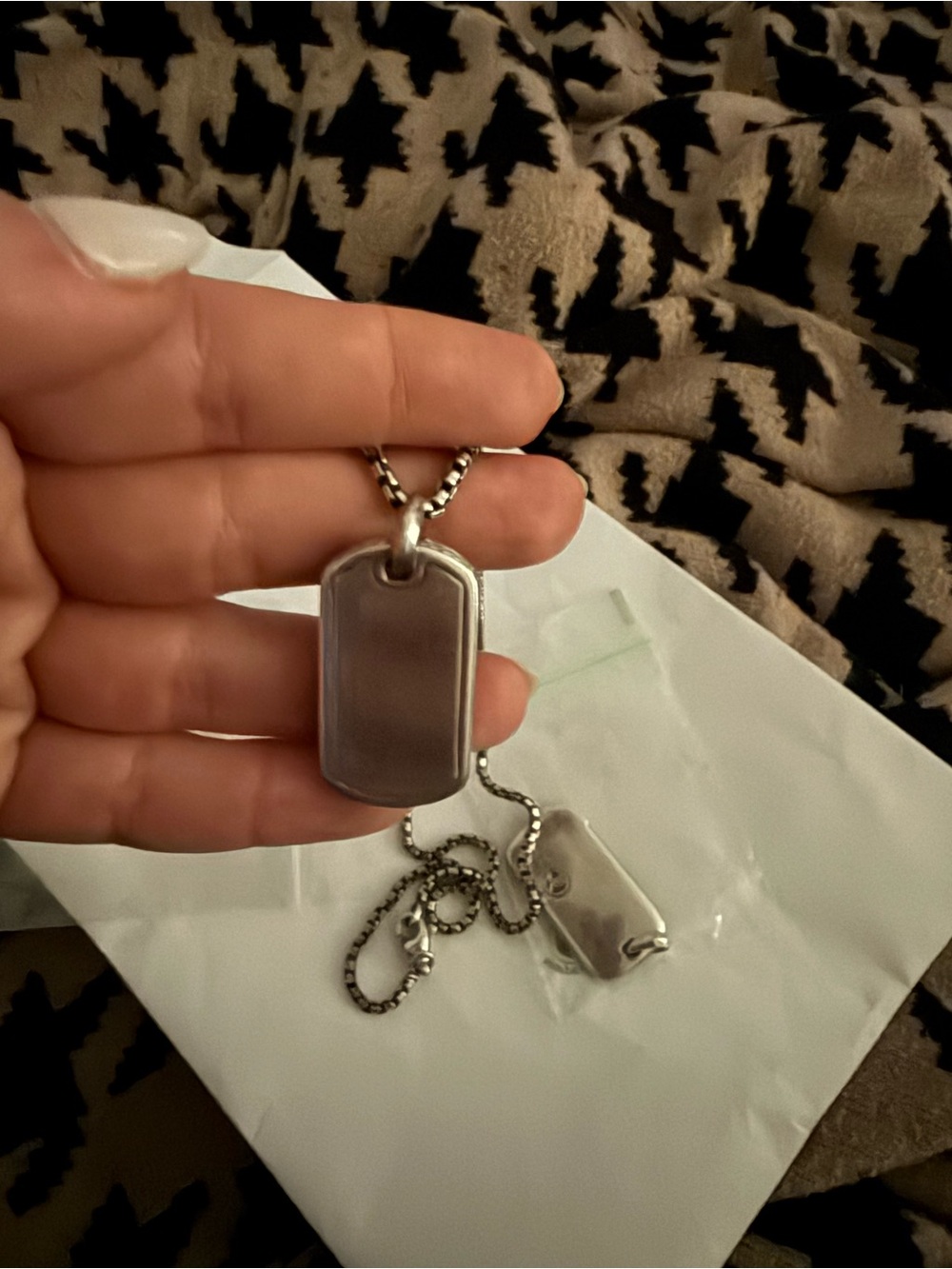 David Yurman Black Crystal Dog Tag Pendant - Picture 2 of 2